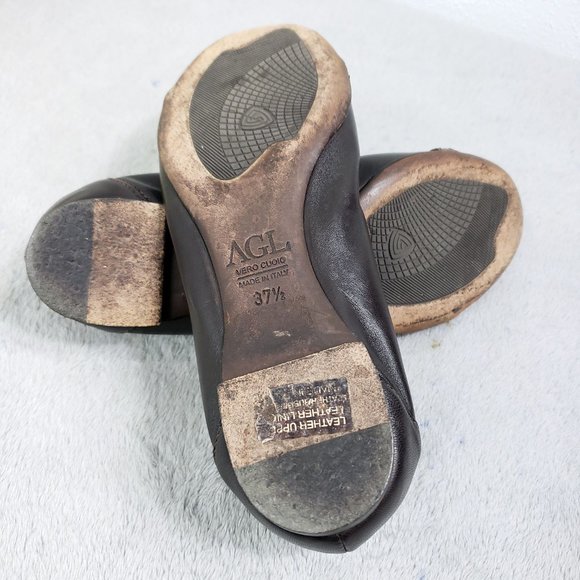 AGL Women's Italian Leather Leopard Print Toe Ballet Flats Slip On Loafers Shoes - Picture 9 of 14